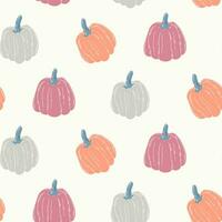 Seamless pattern of Autumn pumpkins on isolated background. Background for Autumn harvest holiday, Thanksgiving, Halloween, seasonal, textile, scrapbooking. vector
