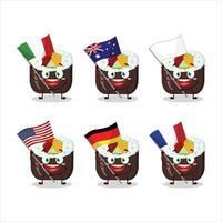 Futomaki cartoon character bring the flags of various countries vector