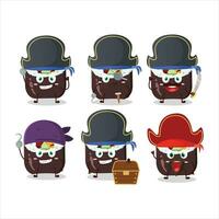 dibujos animados personaje de futomaki con varios piratas emoticones vector