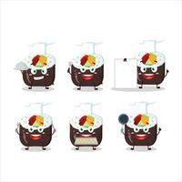 Cartoon character of futomaki with various chef emoticons vector