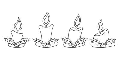 velas Navidad acebo ligero acogedor conjunto elementos vector