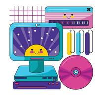 Colorful Retro Computer Sticker Illustration vector