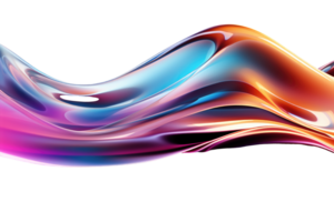 3D Iridescent Abstract Shape Isolated PNG - AI Generative