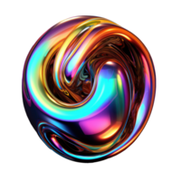 3D Iridescent Abstract Shape Isolated PNG - Generative AI