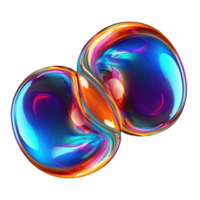 3D Iridescent Abstract Shape Isolated PNG - Generative AI