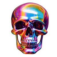 Iridescent 3D Fluid skull Shape Isolated AI Generative png