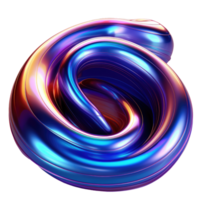 3D Iridescent Abstract Shape Isolated PNG - AI Generative