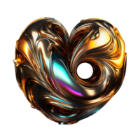 3D Iridescent Abstract Shape Isolated PNG - Generative AI