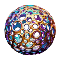 3d iridescente abstrato esfera isolado png - ai generativo