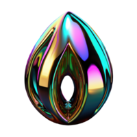 3D Iridescent Abstract Shape Isolated PNG - AI Generative