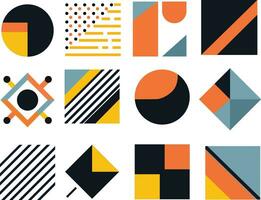 Set of abstract geometric shapes in memphis style vector