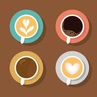 Top-Down View of Latte Coffee Cups Collection vector