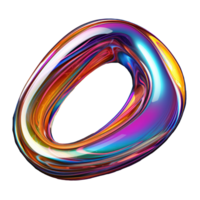 3D Iridescent Abstract Shape Isolated PNG - Generative AI