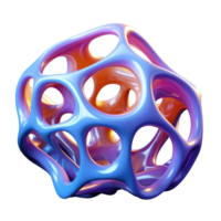 3D Iridescent Abstract Shape Isolated PNG - AI Generative