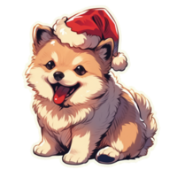 Dog With Christmas Hat Isolated PNG - Generative AI