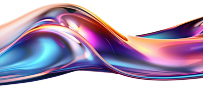 3D Iridescent Abstract Shape Isolated PNG - Generative AI