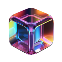 3D Iridescent Abstract Shape Isolated PNG - Generative AI