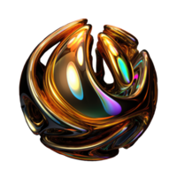 3D Iridescent Abstract Shape Isolated PNG - AI Generative