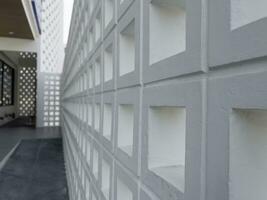 White hollow concrete block wall photo