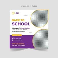 Back to school admission social media post banner design template vector