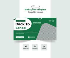 Back to school social media cover template,School admission social media cover design. vector