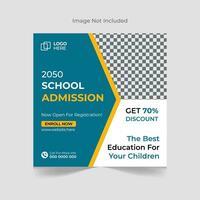 Back to school admission social media post banner design template vector