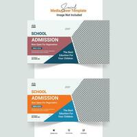 Back to school social media cover template,School admission social media cover design. vector