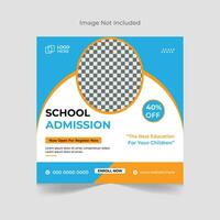 Back to school admission social media post banner design template vector