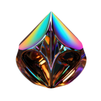 Iridescent 3D Jewel Abstract Shape Isolated AI Generative png