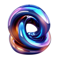 3D Iridescent Abstract Shape Isolated PNG - Generative AI