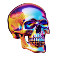 Iridescent 3D Fluid Skull Isolated AI Generative png