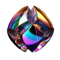Iridescent 3D Fluid Abstract Shape Isolated AI Generative png