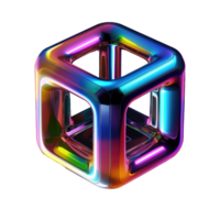 3D Iridescent Abstract Shape Isolated PNG - AI Generative