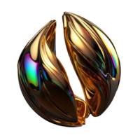 3D Iridescent Abstract Shape Isolated PNG - AI Generative
