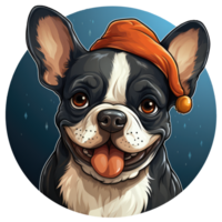 Dog With Christmas Hat Isolated PNG - Generative AI