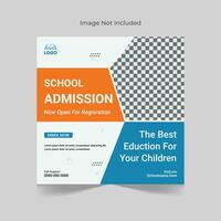 Back to school admission social media post banner design template vector