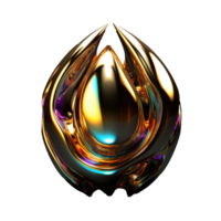 3D Iridescent Abstract Shape Isolated PNG - AI Generative