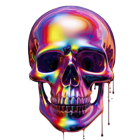 Iridescent 3D Fluid skull Shape Isolated AI Generative png