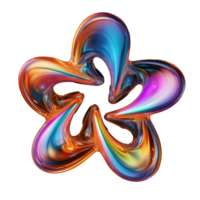 3D Iridescent Abstract Shape Isolated PNG - AI Generative