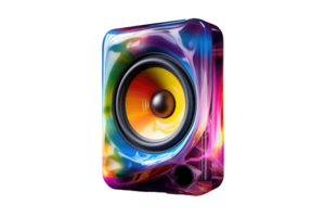 3d iridescente woofer isolato png - generativo ai