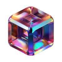 3D Iridescent Abstract Shape Isolated PNG - AI Generative