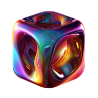 Iridescent 3D Abstract Shape Isolated AI Generative png