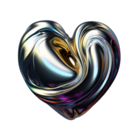 3D Iridescent Abstract Shape Isolated PNG - AI Generative