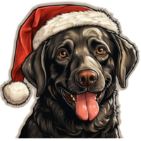 Dog With Christmas Hat Isolated PNG - Generative AI