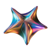 3D Iridescent Abstract Shape Isolated PNG - AI Generative