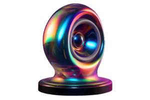 3d iridescent woofer isolé png - ai génératif