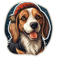 Dog With Christmas Hat Isolated PNG - Generative AI