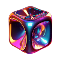 Abstract Iridescent Abstract Cube Shape AI Generative png