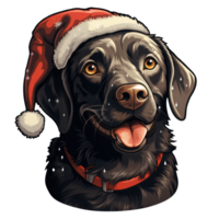 Dog With Christmas Hat Isolated PNG - Generative AI