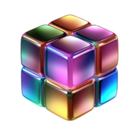 3D Iridescent Abstract Shape Isolated PNG - AI Generative